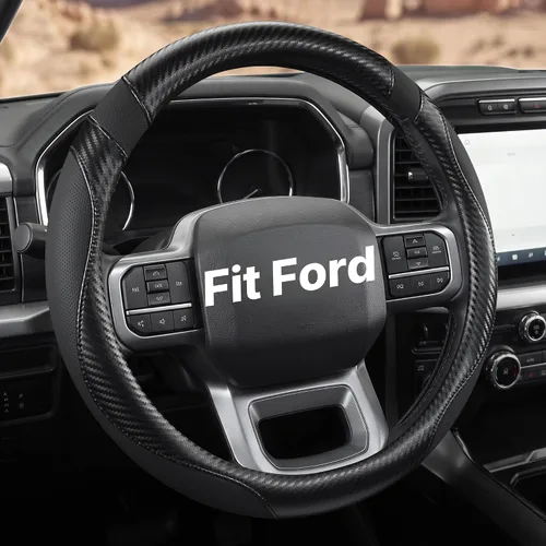 Vista 17 de West Llama Funda para volante de automóvil para Ford F-150, F-250, F-350, Expedition (Negro, tamaño grande)