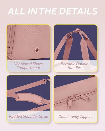 Vista 6 de BAGSMART Bolsa de gimnasio pequeña con compartimento para zapatos y bolsillo húmedo, bolsa de viaje deportiva ligera, para llevar el fin de semana