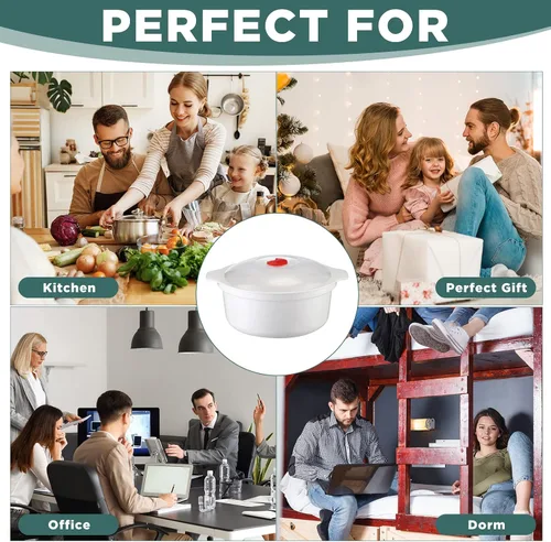 Vista 5 de Bokon 3 cuencos de microondas con tapas, cuencos de sopa de varios tamaños con tapa y estante de vapor, platos aptos para lavavajillas, para fideos