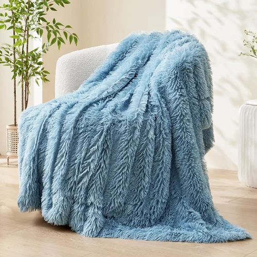Vista 11 de GONAAP Manta de Tiro Difusa de Piel Sintética Negra Súper Suave Acogedora Felpa Difusa Peluda para Sofá Sillón Cama (Negro, Tiro(50"x60"))