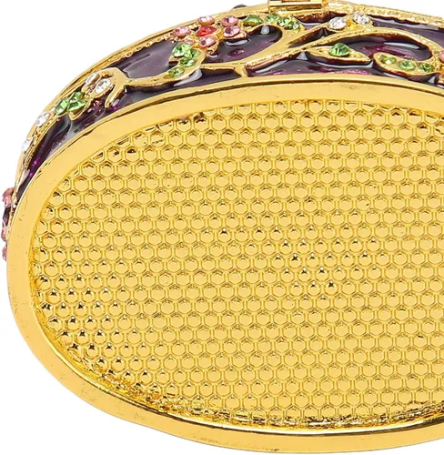 Vista 9 de TOPINCN Joyero con bisagras, caja de joyería clásica, almacenamiento seguro, decorativo, pintado a mano, detalles de baño para anillos (morado)