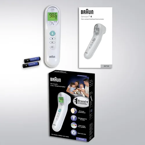 Vista 7 de Termómetro Braun sin contacto de 3 en 1 para adultos, niños y bebés, mide la temperatura de la frente, líquidos y alimentos, precisión profesional