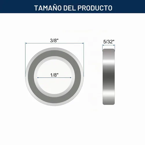 Vista 2 de R2ZZ Rodamientos de bolas de ranura profunda, ID 1/8" x DI 3/8" x Ancho 5/32" Rodamiento de bolas con doble blindado de metal cromo acero Z2 Palanca