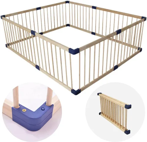Vista 13 de Jolan Corralito para bebés de madera, para interiores y exteriores, centro de actividades para niños, valla transpirable y duradera, corralito