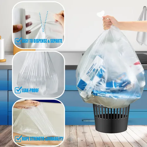 Vista 4 de BEIDOU-PAC Bolsas de basura de 2 a 4 galones, 400 unidades a granel, bolsas de reciclaje de plástico transparente, pequeñas bolsas de basura