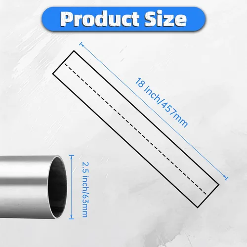 Vista 2 de Tubo de escape de 2.5 pulgadas, tubo de escape recto de acero inoxidable de 2.5'' DIY personalizado con mandril, 18 pulgadas de longitud, tubo recto