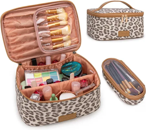 Vista 16 de Wrangler - Bolsa de maquillaje de viaje, 2 piezas, bolsa de cosméticos con Vaca café