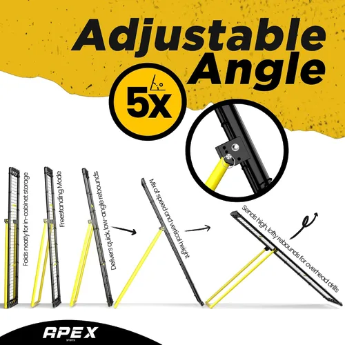 Vista 2 de Apex Sports Adjustable Volleyball Rebounder Net 7x4 ft – Bounce Back Training Equipment with Angle Customization for Practicing Volleying, Bumping