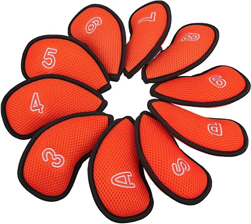 Vista 5 de 10 unids/pack nuevo Meshy Golf Iron Covers Set Golf Club Head Cover Fit Most Irons Iron Head Covers, With Numbers, Soft, Thick, Breathable, Fit