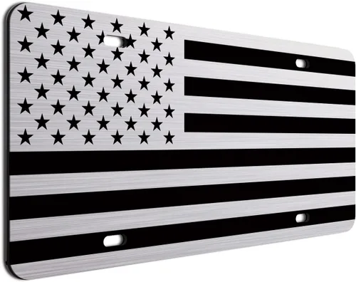 Vista 31 de JASS GRAPHIX Placa de matrícula personalizada con la bandera estadounidense de línea amarilla, homenaje personalizado a despachadores y operadores