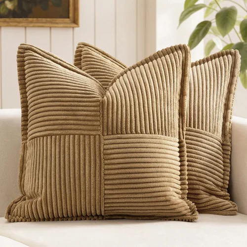 Vista 35 de MIULEE - Juego de 2 fundas de almohada beige de 12 x 12 pulgadas con entretejido, fundas de almohada a rayas bohemias supersuaves con textura