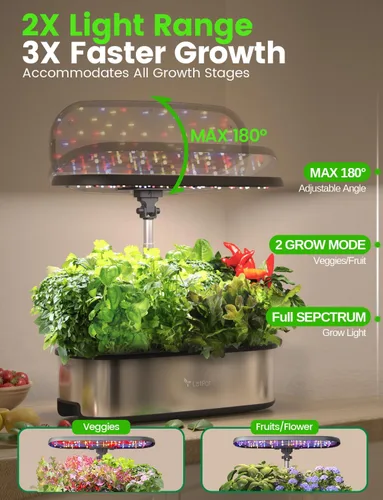 Vista 5 de Sistema de cultivo hidropónico LetPot LPH-SE, kit de jardín de hierbas inteligente de 12 cápsulas para interior, jardín interior, controlado por APP