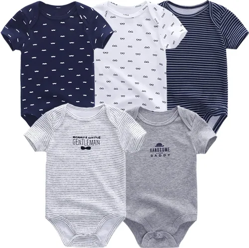 Vista 3 de ZAV Ropa unisex para bebés, paquete de 5 mamelucos de manga corta y 3 mamelucos con pies para bebé