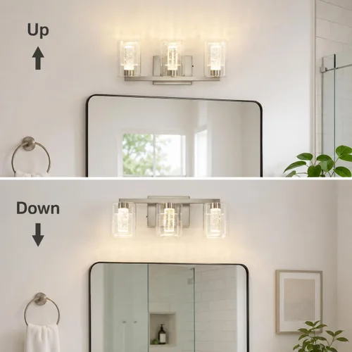 Vista 6 de Lámparas de tocador de baño sobre espejo, revestimiento de acabado dorado cepillado, luces de tocador, apliques de pared para baño Bathroom Light