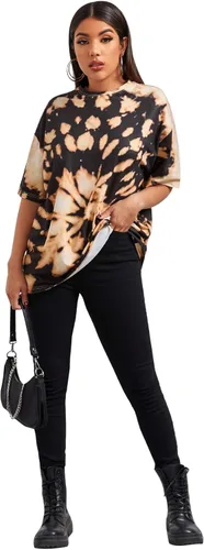 Vista 5 de SweatyRocks Camisetas de gran tamaño para mujer, estilo casual, ajuste holgado, manga corta