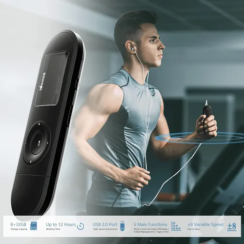 Vista 4 de Reproductor de MP3, reproductor de MP3 USB con radio FM, idoooz U2 8 GB reproductor de música expandible hasta 32 GB, reproductor MP3 USB