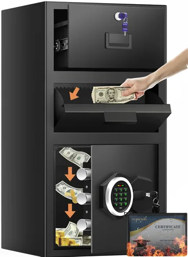 Vista 11 de Caja fuerte de 2.6 pies cúbicos para negocios, caja fuerte de lugar rápido con ranura de caída, cerradura de combinación retroiluminada digital