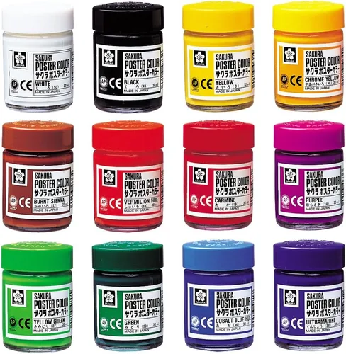 Vista 2 de Sakura Color Set PW12 Setsuto 12 color póster color 1.0 fl oz (importación de Japón)