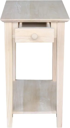 Vista 7 de IC International Concepts, Mesa auxiliar estrecha, madera real maciza, madera de parawood resistente, sala/dormitorio/entrada, dimensiones: 22