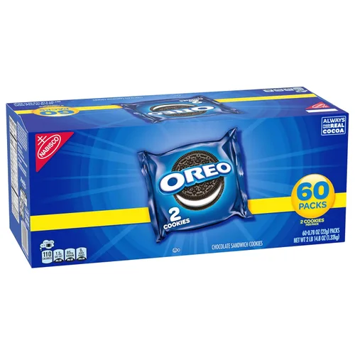 Vista 14 de OREO - Galletas sándwich de chocolate, 60 paquetes de aperitivos (2 galletas por paquete)