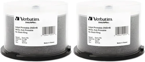 Vista 3 de Verbatim DVD+R 4.7GB 16X DataLifePlus White Inkjet imprimible, Hub imprimible - 50pk Husillo - 94917, Blanco