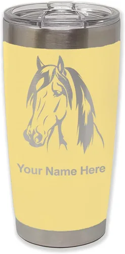 Vista 13 de LaserGram Vaso aislado al vacío de 20 onzas, cabeza de caballo 1, grabado personalizado incluido (negro)