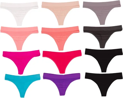 Vista 4 de Alyce Ives Intimates - Paquete de 12 tangas sin costuras para mujer