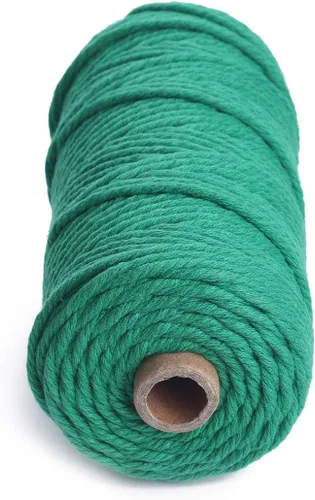 Vista 2 de HAPYLY - Cuerda de algodón natural para macramé, 0.118 pulgadas x 109 yardas, cuerda de algodón de colores para manualidades, tejer, colgar plantas