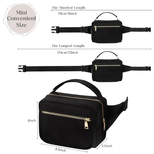 Vista 4 de printe Bolso pequeño para pañales con cambiador portátil, bolsa de cintura para mujer con bolsillo para toallitas para viajes, paquete divertido