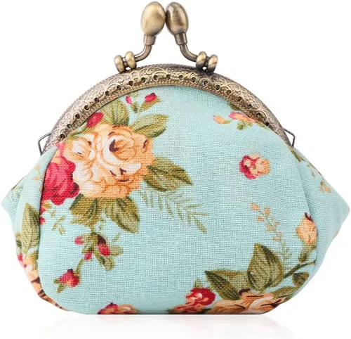 Vista 12 de Oyachic Monedero floral, lindo monedero con cambio de flores, billetera vintage con cierre, bolsa para mujeres y niñas Negro