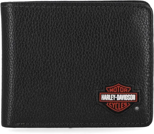 Vista 8 de Harley-Davidson Cartera de cuero genuino con bloqueo RFID para hombre Negro (Indo Billfold)