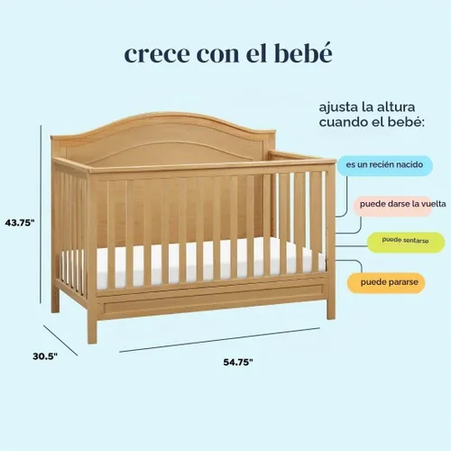 Vista 3 de DaVinci Charlie - Cuna convertible 4 en 1 en miel, certificado Greenguard Gold