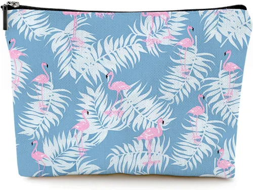 Vista 28 de Pequeña bolsa de maquillaje para monedero, bonita lona impermeable, bolsas de cosméticos para mujeres, con cremallera, bolsa de aseo de viaje