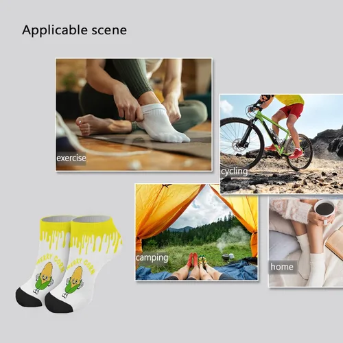 Vista 7 de Womens Athletic Socks Christmas No Show for Womens Socks Casual Socks Trendy mmerry Corn Socks White
