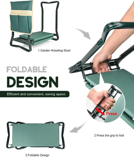 Vista 7 de Banco de Jardín KVR para Arrodillarse y Sentarse, Arrodillador y Asiento Plegable de Jardín Resistente, Ideas de Regalos de Jardinería para Mujeres