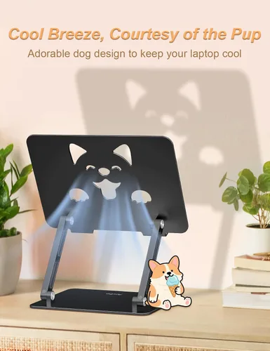 Vista 3 de Aoviho Soporte de aluminio para computadora portátil para escritorio apto Negro