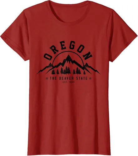 Vista 45 de Oregon The Beaver State Est. 1859 Vintage Mountains - Camiseta de regalo, gris, S