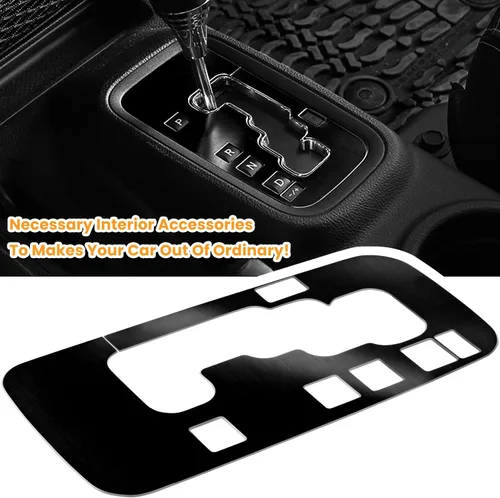 Vista 3 de Cubierta interior, engranaje marco de terminación de aluminio, accesorios para Jeep Wrangler 2011 2012 2013 2014 2015 2016 2017 E-cowlboy, Negro
