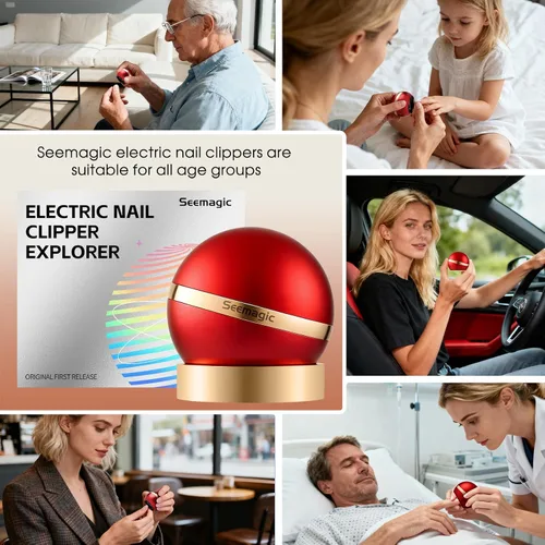 Vista 7 de Cortauñas eléctrico, 2 en 1, cortaúñas eléctrico automático con luz LED, 2 velocidades, recortador de uñas de regalo para adultos mayores estudiantes