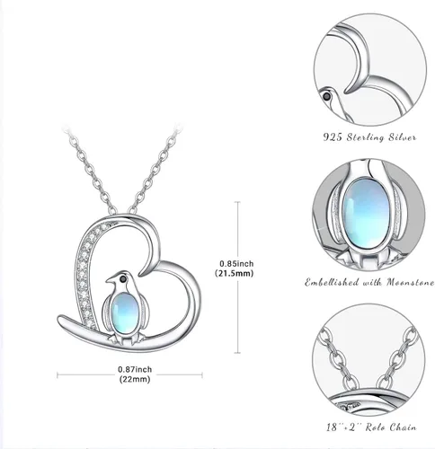 Vista 7 de Collar de pingüino de plata de ley 925 lindo collar pingüino regalos para mujeres y niñas