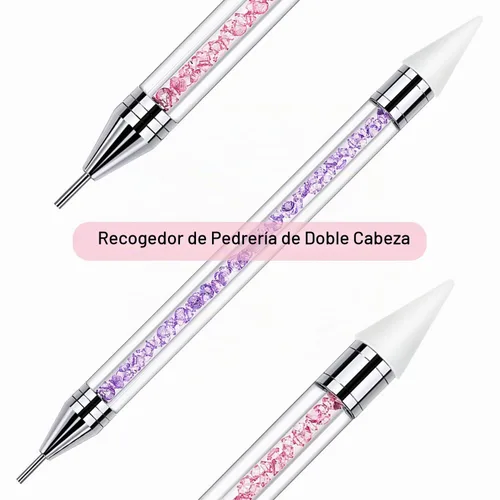 Vista 5 de 2 piezas de lápiz de cera con punta de diamante de imitación y pluma de punteado, selector de gemas de diamante de imitación de doble punta, lápiz