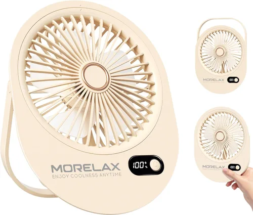 Vista 2 de Ventilador de escritorio USB, ventilador portátil pequeño y silencioso recargable, plegable en 180°, 6 velocidades, ventiladores de mesa de viento