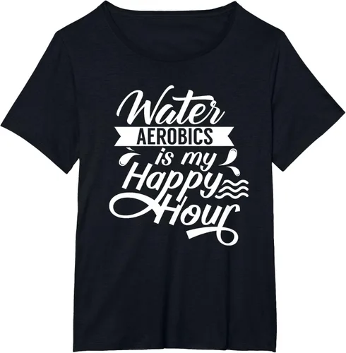 Vista 31 de Water Aerobics Is My Happy Hour Hobby Instructor Aqua Camiseta Negro