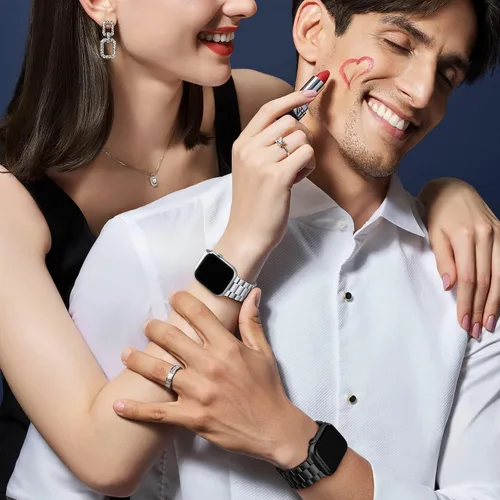 Vista 8 de Lerobo Compatible con Apple Watch Band de 1.732 in 1.654 in 1.575 in 1.496 in 1.614 in 1.772 in 150.9 ft 1.929 in, correa de metal de acero