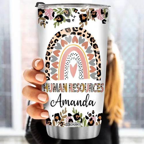 Vista 4 de BECHUSKY Vaso de recursos humanos personalizado de regalo para mujeres, hombres, papá, mamá, nombre personalizado, decoración divertida de oficina
