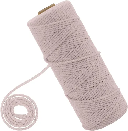 Vista 27 de CAMAL Cordón de macramé de 0.079 pulgadas x 109 yardas, cuerda de color trenzado de 3 hebras de algodón natural para tejer, atrapasueños, colgar