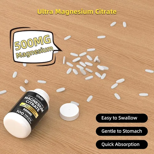 Vista 5 de Citrato de magnesio 500 mg 100 comprimidos - Vegano seguro, alta absorción