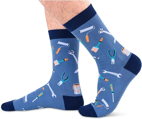 Vista 2 de sockfun Doctor Lawyer Realtor Bombero Enfermera Papá Fútbol Cáncer Calcetines Médicos Bombero Maestro Juego de Fútbol Amante Regalos, Papá Azul
