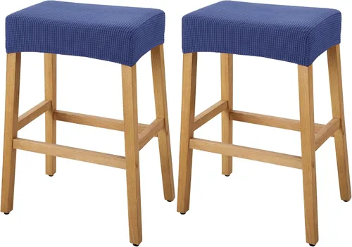 Vista 46 de YISUN Fundas de taburete rectangulares, paquete de 2 fundas elásticas impermeables para asiento de silla de montar, taburetes de bar, sillas de bar