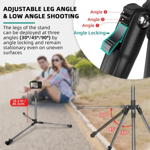 Vista 3 de Soporte de luz extensible para fotografía, ajustable de 6.6 pies/6.6 ft de aluminio para viajes, trípode de iluminación de estudio portátil